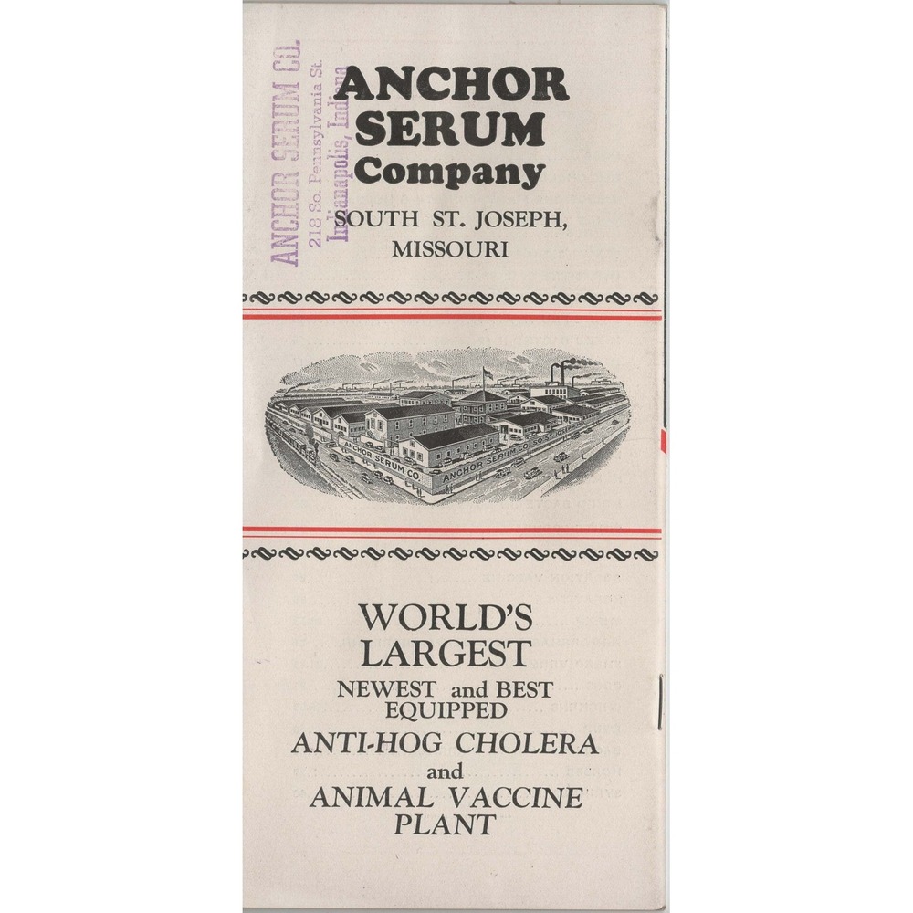 Vintage Anchor Serum Co Vaccination Simplified Livestock Booklet Eaton Ohio - Picture 2 of 3